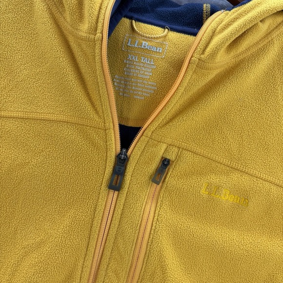 LL Bean Polartec Windbloc Fleece Hoodie Jacket Mens XXL Full Zip Yellow 251298 - Picture 2 of 4